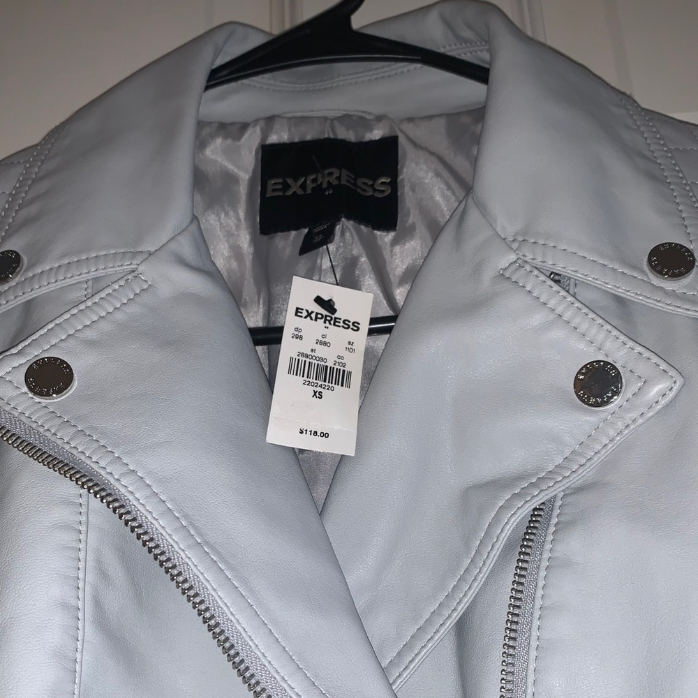 Light gray pleather moto
